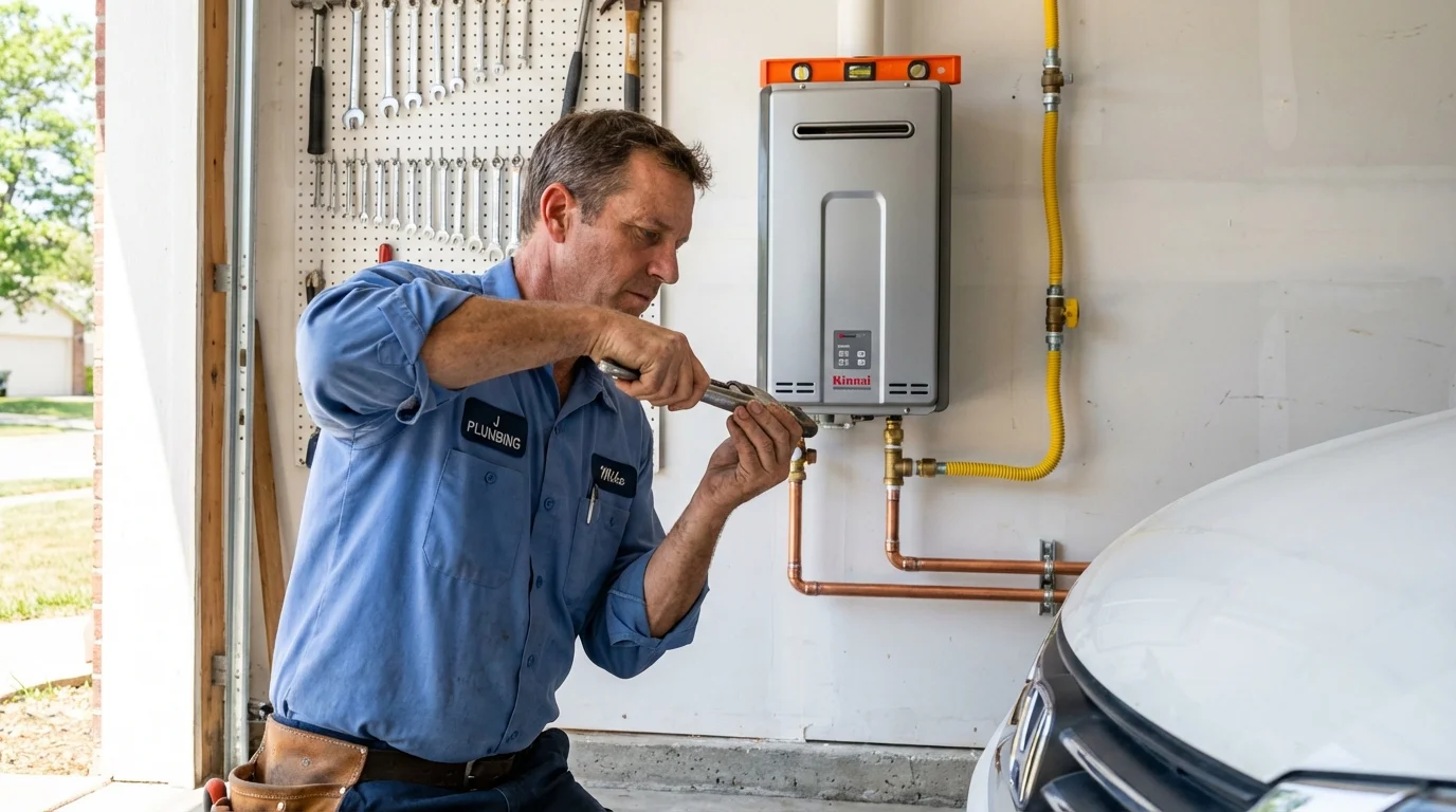 Tankless water heater installation by a Johns Plumbing LLC plumber in Murphy